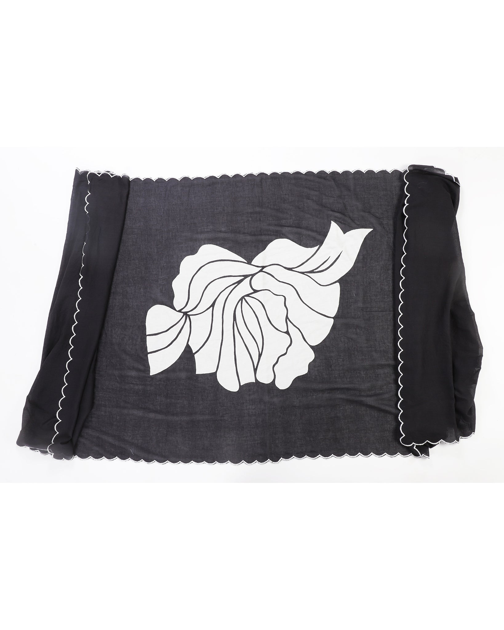 Black Bold Abstract Floral Dupatta