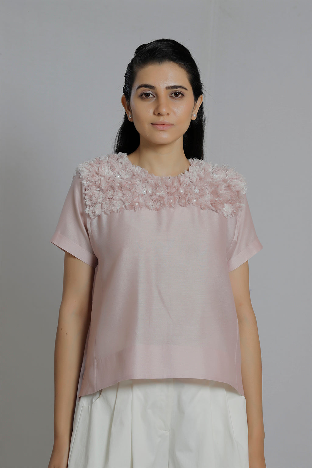Hand Embroidered Woven Tee - Dhi