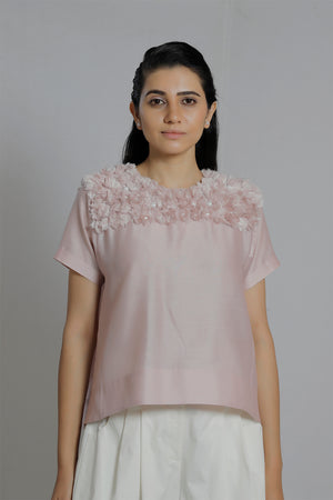 Hand Embroidered Woven Tee - Dhi