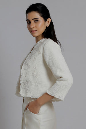 Embroidered Textured Shrug - Dhi