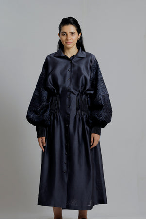 Embroidered Blouson Sleeve Dress - Dhi