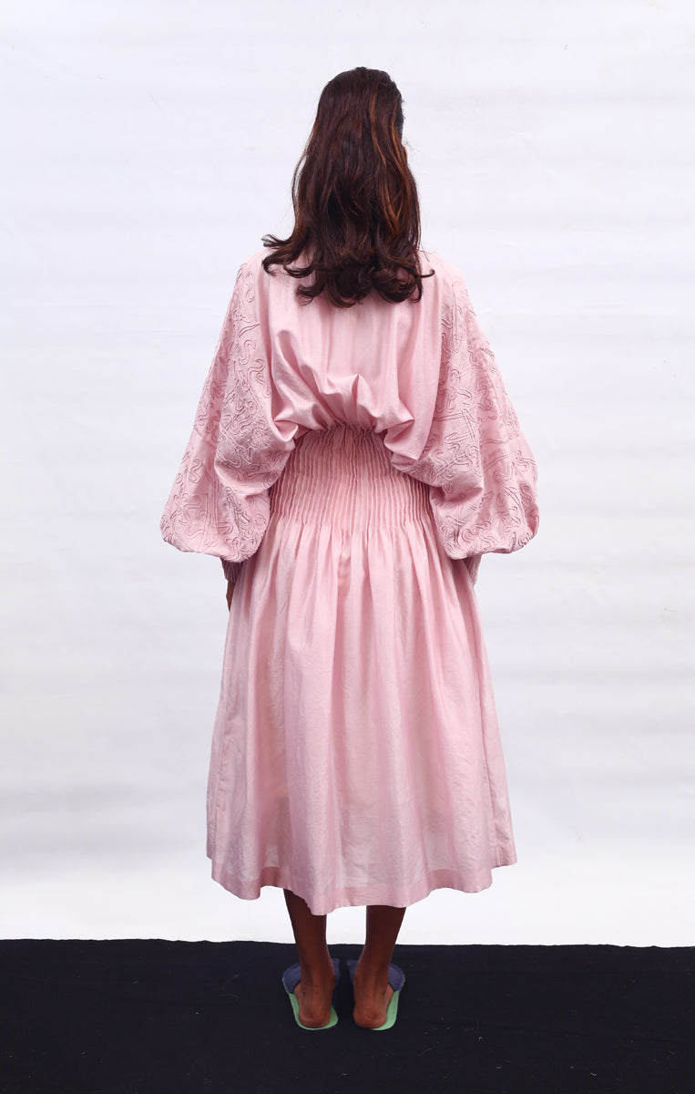 Hand Embroidered Blouson Sleeve Dress - Dhi