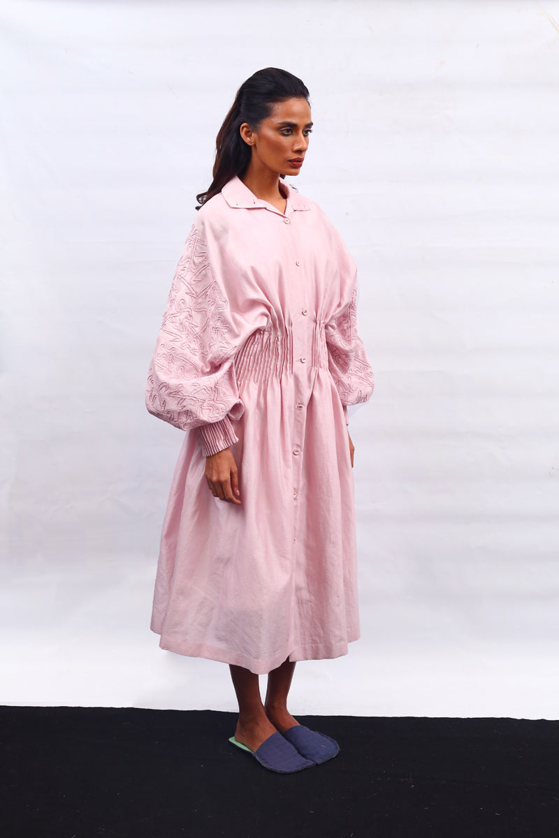 Hand Embroidered Blouson Sleeve Dress - Dhi
