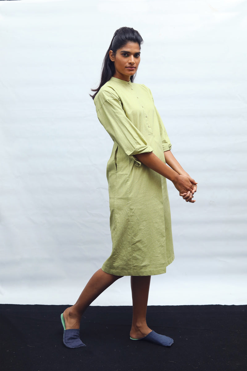 Khadi Kurta Dress with single side slit - Dhi