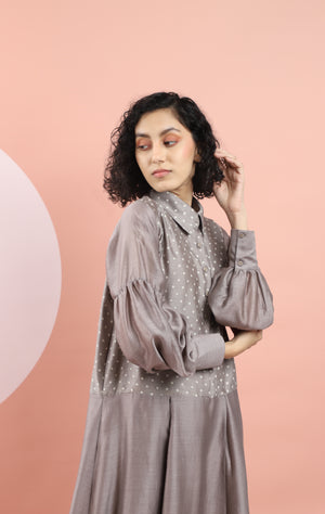 Kashish Bagru Print Polka Dot Shirt Dress - Dhi