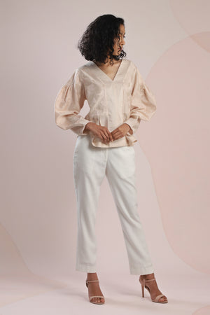 V-Neck Fit and Flare Top - Dhi